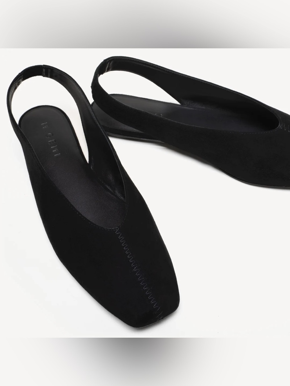 M.Gemi Una Black Suede Slingback Ballet Flats NIB